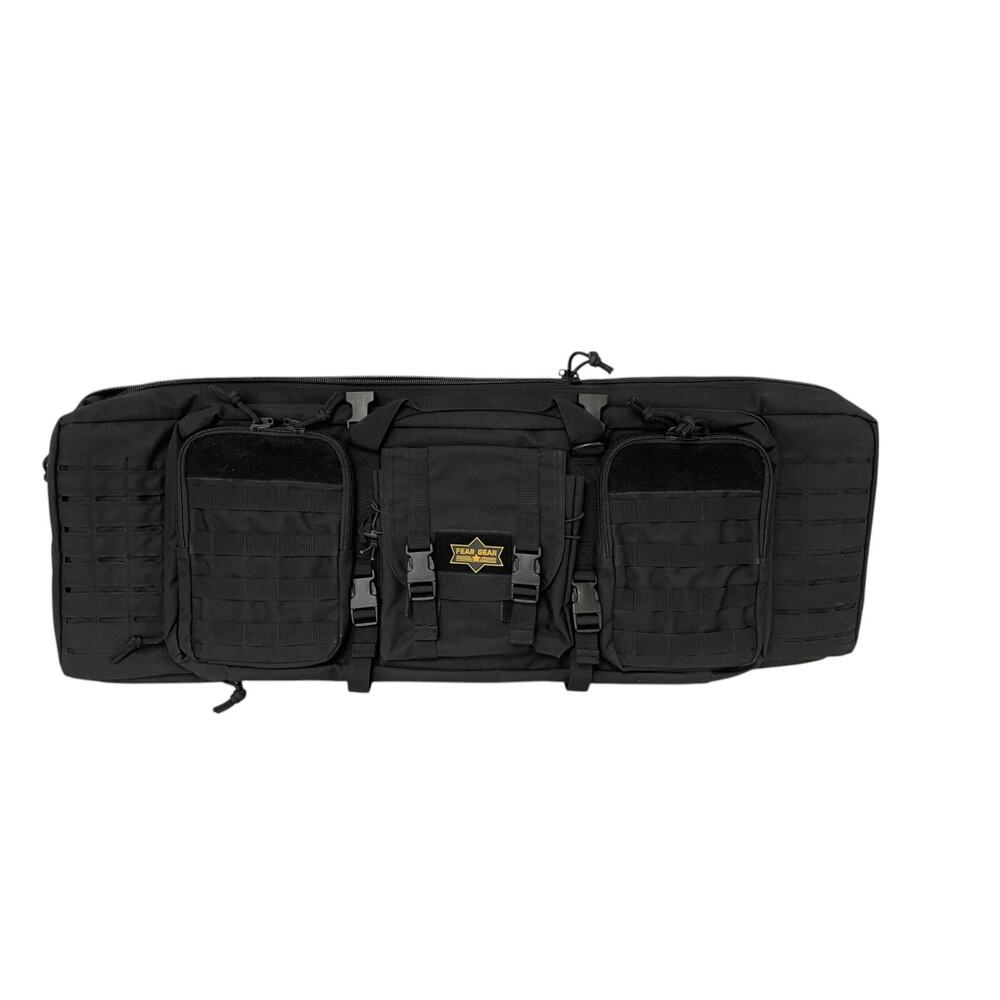 Fear Gear Tactical Double Bag Padded Black Multi Pocket Hunting Fishing Outdoor